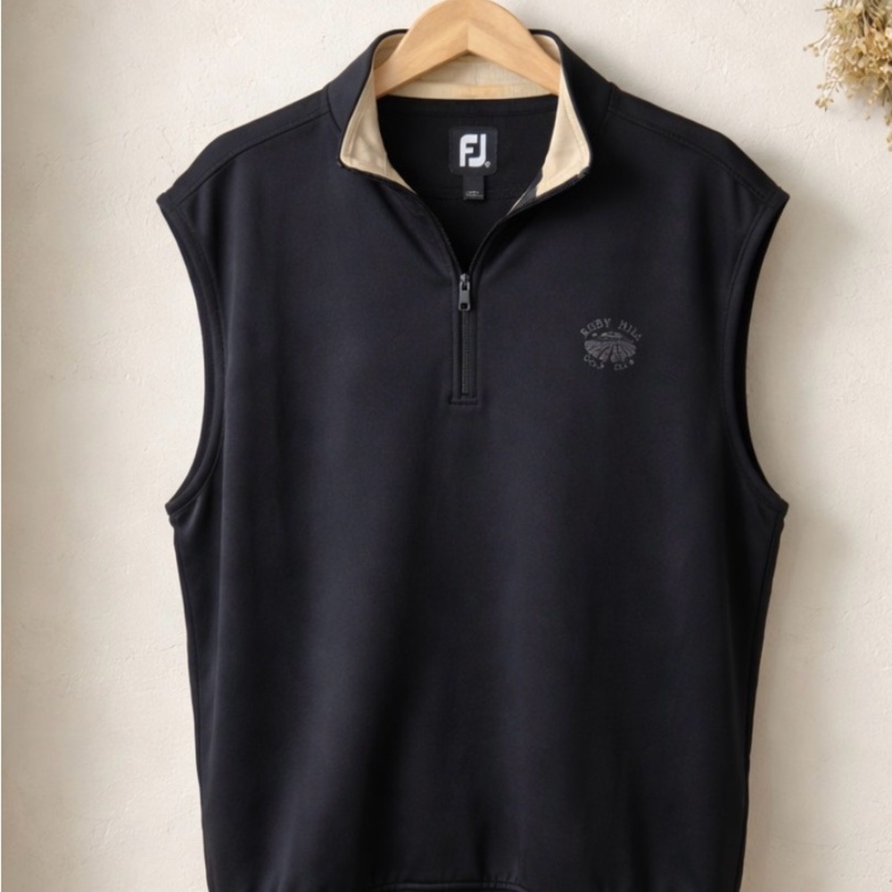 FootJoy Black Sleeveless Golf Vest with Beige Collar